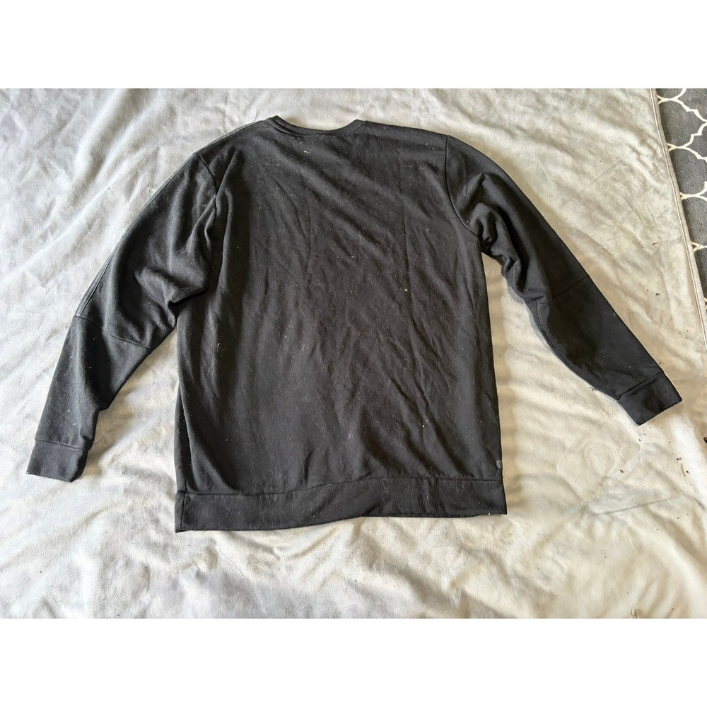 Adidas Mens XL Black Three Stripe Crewneck Sweatshirt Fleece Pullover Logo Top - Picture 2 of 3